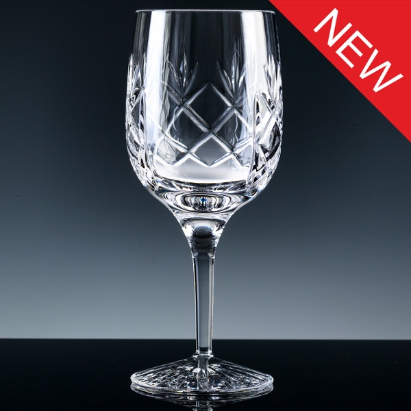 Inverness Crystal Traditional Panelled 24% Lead Crystal 10oz Wine Glass, Single, Blue Boxed